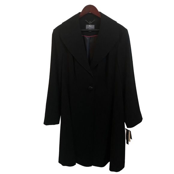 NWT 🖤 GALLERY NY Woman A-Line Lined Water-Repellent Long 42” Raincoat Black 1X